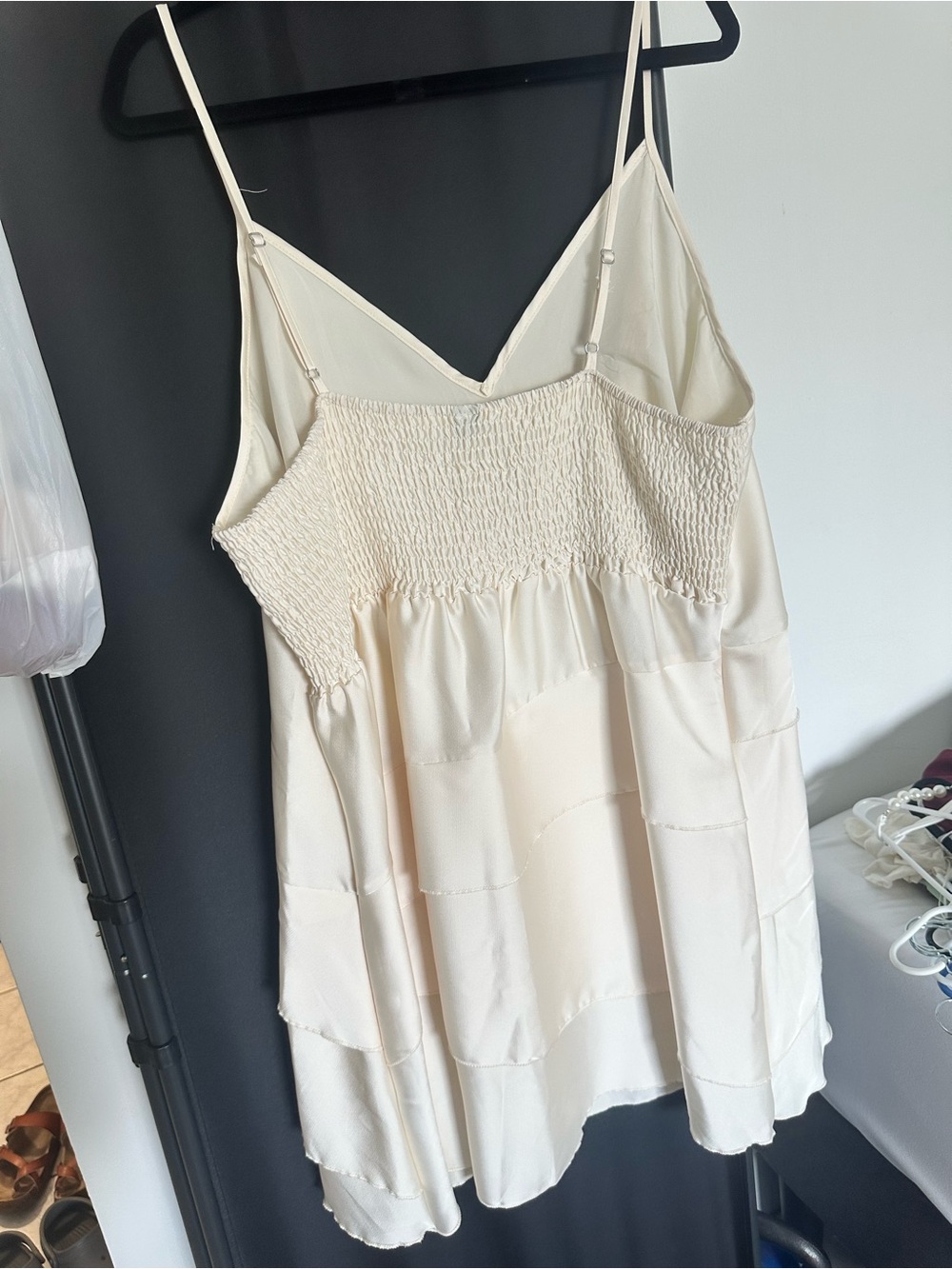 SHEIN Cream Ruffle-Tier Slip Mini Dress - Picture 2 of 5